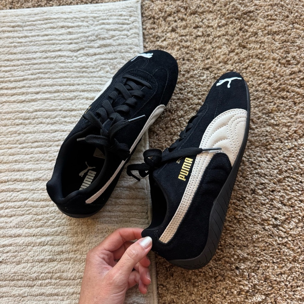 Puma Black & White Suede Sneakers